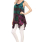 Sakkas Nalu Sleeveless Relaxed Fit Multi Color Tie Dye V-Neck Blouse | Cover Up