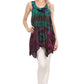 Sakkas Nalu Sleeveless Relaxed Fit Multi Color Tie Dye V-Neck Blouse | Cover Up