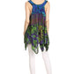 Sakkas Nalu Sleeveless Relaxed Fit Multi Color Tie Dye V-Neck Blouse | Cover Up