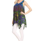 Sakkas Nalu Sleeveless Relaxed Fit Multi Color Tie Dye V-Neck Blouse | Cover Up