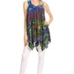 Sakkas Nalu Sleeveless Relaxed Fit Multi Color Tie Dye V-Neck Blouse | Cover Up