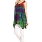 Sakkas Nalu Sleeveless Relaxed Fit Multi Color Tie Dye V-Neck Blouse | Cover Up