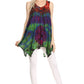 Sakkas Nalu Sleeveless Relaxed Fit Multi Color Tie Dye V-Neck Blouse | Cover Up
