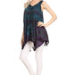 Sakkas Nalu Sleeveless Relaxed Fit Multi Color Tie Dye V-Neck Blouse | Cover Up