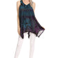 Sakkas Nalu Sleeveless Relaxed Fit Multi Color Tie Dye V-Neck Blouse | Cover Up