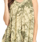 Sakkas Asaaya Sleeveless Tie Dye V-Neck Crinkle Style Trapeze Hem Lightweight Top