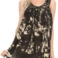 Sakkas Asaaya Sleeveless Tie Dye V-Neck Crinkle Style Trapeze Hem Lightweight Top