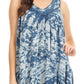 Sakkas Asaaya Sleeveless Tie Dye V-Neck Crinkle Style Trapeze Hem Lightweight Top
