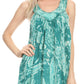 Sakkas Asaaya Sleeveless Tie Dye V-Neck Crinkle Style Trapeze Hem Lightweight Top
