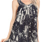 Sakkas Asaaya Sleeveless Tie Dye V-Neck Crinkle Style Trapeze Hem Lightweight Top