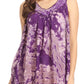 Sakkas Asaaya Sleeveless Tie Dye V-Neck Crinkle Style Trapeze Hem Lightweight Top