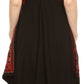Sakkas Arminat Batik Print Adjustable Strap Embroidered Handkerchief Hem Dress