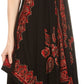 Sakkas Arminat Batik Print Adjustable Strap Embroidered Handkerchief Hem Dress