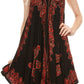 Sakkas Arminat Batik Print Adjustable Strap Embroidered Handkerchief Hem Dress