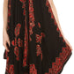 Sakkas Arminat Batik Print Adjustable Strap Embroidered Handkerchief Hem Dress