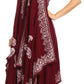 Sakkas Arminat Batik Print Adjustable Strap Embroidered Handkerchief Hem Dress