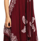 Sakkas Arminat Batik Print Adjustable Strap Embroidered Handkerchief Hem Dress