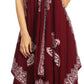 Sakkas Arminat Batik Print Adjustable Strap Embroidered Handkerchief Hem Dress