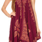 Sakkas Arminat Batik Print Adjustable Strap Embroidered Handkerchief Hem Dress