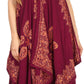 Sakkas Arminat Batik Print Adjustable Strap Embroidered Handkerchief Hem Dress