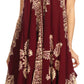 Sakkas Arminat Batik Print Adjustable Strap Embroidered Handkerchief Hem Dress