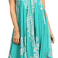 Sakkas Arminat Batik Print Adjustable Strap Embroidered Handkerchief Hem Dress