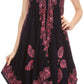Sakkas Arminat Batik Print Adjustable Strap Embroidered Handkerchief Hem Dress
