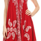 Sakkas Arminat Batik Print Adjustable Strap Embroidered Handkerchief Hem Dress