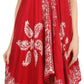 Sakkas Arminat Batik Print Adjustable Strap Embroidered Handkerchief Hem Dress