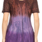 Sakkas Nayen Tie-Dye Sheer Cap Sleeve Embellished Relaxed Fit Drawstring Tunic Top