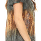 Sakkas Nayen Tie-Dye Sheer Cap Sleeve Embellished Relaxed Fit Drawstring Tunic Top