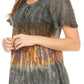 Sakkas Nayen Tie-Dye Sheer Cap Sleeve Embellished Relaxed Fit Drawstring Tunic Top