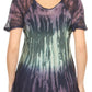 Sakkas Nayen Tie-Dye Sheer Cap Sleeve Embellished Relaxed Fit Drawstring Tunic Top