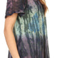 Sakkas Nayen Tie-Dye Sheer Cap Sleeve Embellished Relaxed Fit Drawstring Tunic Top