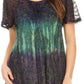 Sakkas Nayen Tie-Dye Sheer Cap Sleeve Embellished Relaxed Fit Drawstring Tunic Top