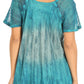 Sakkas Nayen Tie-Dye Sheer Cap Sleeve Embellished Relaxed Fit Drawstring Tunic Top