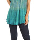 Sakkas Nayen Tie-Dye Sheer Cap Sleeve Embellished Relaxed Fit Drawstring Tunic Top