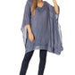 Sakkas Regina Women's Lightweight Stonewashed Poncho Top Blouse Caftan Cover up