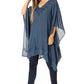 Sakkas Regina Women's Lightweight Stonewashed Poncho Top Blouse Caftan Cover up