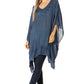 Sakkas Regina Women's Lightweight Stonewashed Poncho Top Blouse Caftan Cover up