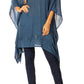 Sakkas Regina Women's Lightweight Stonewashed Poncho Top Blouse Caftan Cover up