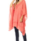 Sakkas Regina Women's Lightweight Stonewashed Poncho Top Blouse Caftan Cover up