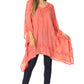 Sakkas Regina Women's Lightweight Stonewashed Poncho Top Blouse Caftan Cover up