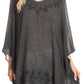 Sakkas Regina Women's Lightweight Stonewashed Poncho Top Blouse Caftan Cover up
