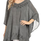 Sakkas Regina Women's Lightweight Stonewashed Poncho Top Blouse Caftan Cover up