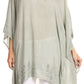 Sakkas Regina Women's Lightweight Stonewashed Poncho Top Blouse Caftan Cover up