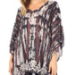 Sakkas Alizia Lightweight Embroidery Batik Top Tunic Blouse Caftan Cover up Poncho