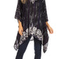 Sakkas Alizia Lightweight Embroidery Batik Top Tunic Blouse Caftan Cover up Poncho