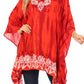 Sakkas Alizia Lightweight Embroidery Batik Top Tunic Blouse Caftan Cover up Poncho