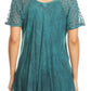 Sakkas Amanda Flowy Summer Casual Blouse Top Stonewashed with Embroidery & Corset